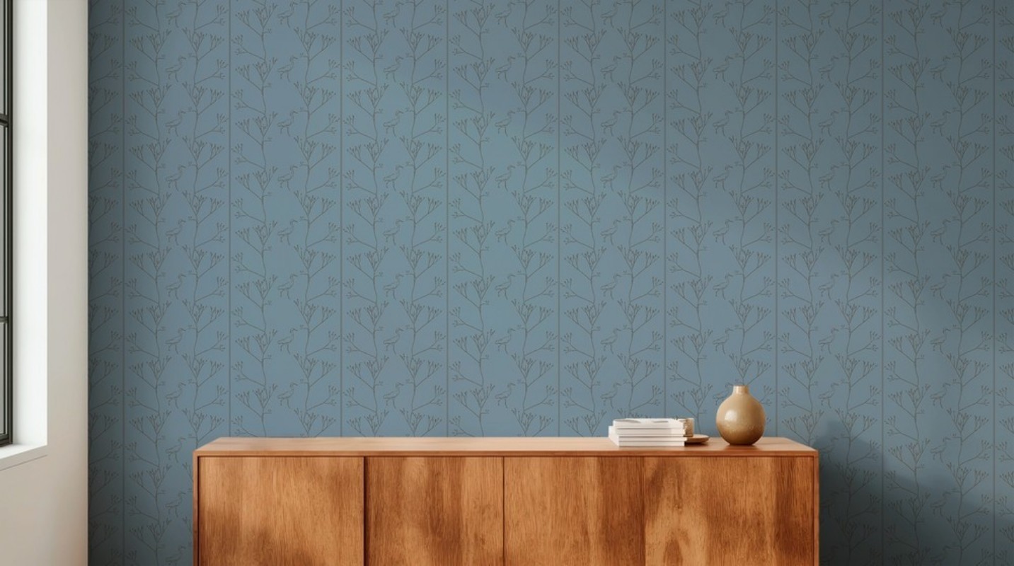 Picture of Fargesammensetning Twigs and Heron in Blue - 1033801-01 - 04858-01